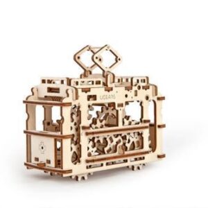 Puzzle Ugears Tram on Rails, maquette mécanique 3D sur thème ferroviaire