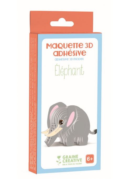 Maquette éléphant en bois à assembler, modèle tridimensionnel en bois.