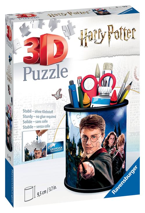 Puzzle 3D Ravensburger Harry Potter présenté comme pot à crayons pour bureau