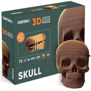 Puzzle 3D tête de mort Cartonic, modèle au rendu naturel pour une décoration sculpturale