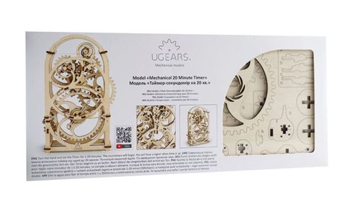 Ugears minuteur, maquette mécanique présentée comme modèle à découvrir