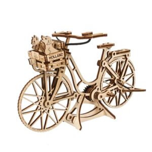 Puzzle 3D bicyclette hollandaise en bois, modèle décoratif à assembler.