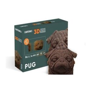 Cartonic puzzle 3D chien carlin, modèle en carton représentant un chien en volume