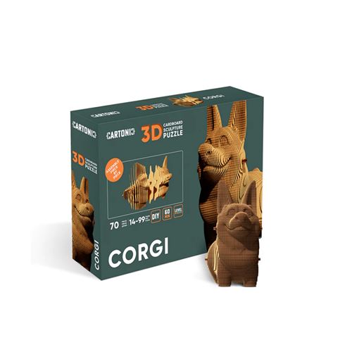 Puzzle 3D Cartonic Corgi en carton représentant un chien à assembler