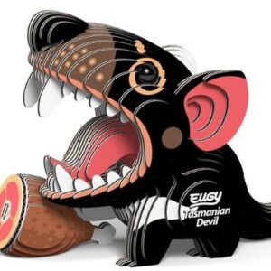 Eugy Puzzle 3D Diable de Tasmanie en carton noir avec ses pièces