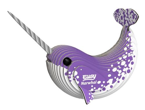 Eugy puzzle 3D narval en carton, paire de modèles et 24 pièces