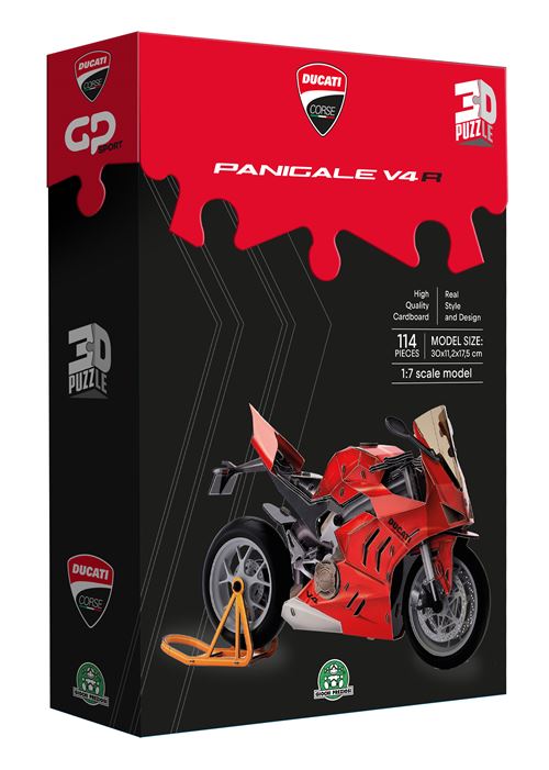 Puzzle 3D Ducati Panigale V4, modèle de moto composé de 120 pièces