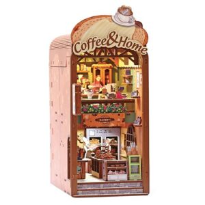 Maquette book nook Cosy coffee en bois, décor miniature de café avec éclairage LED