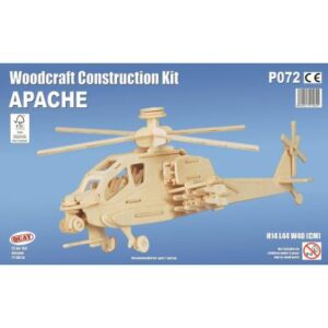Maquette en bois Hélicoptère Apache, modèle créatif au sujet aéronautique.