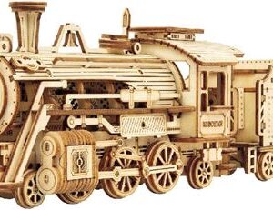 Maquette en bois Steam express ROKR, modèle de locomotive décoratif