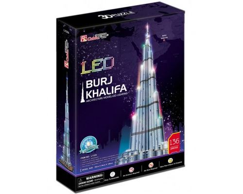 Puzzle 3D Burj Khalifa en 136 pièces avec LED, dédié à la tour de Dubaï