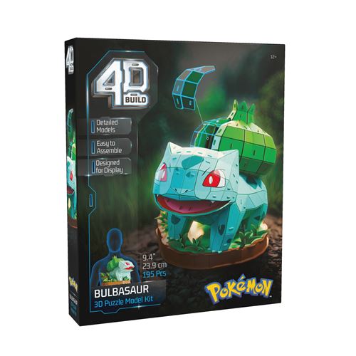 Puzzle 3D Bulbizarre Pokémon monté, avec son volume détaillé et reconnaissable