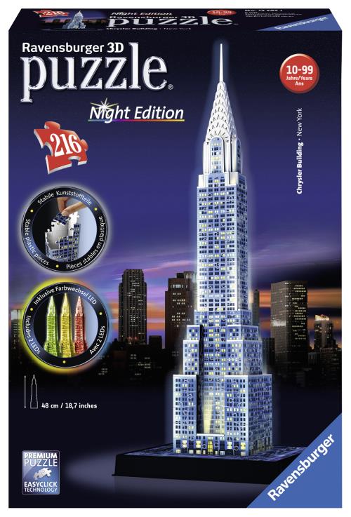 Puzzle 3D Chrysler Building illuminé, modèle architectural à assembler et exposer