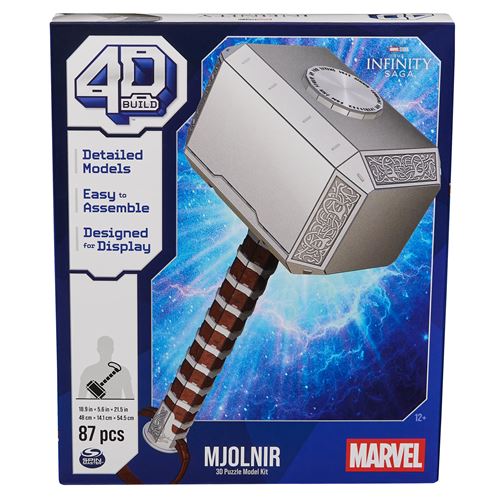 Puzzle 3D Marteau de Thor, modèle 4D Build inspiré de Marvel