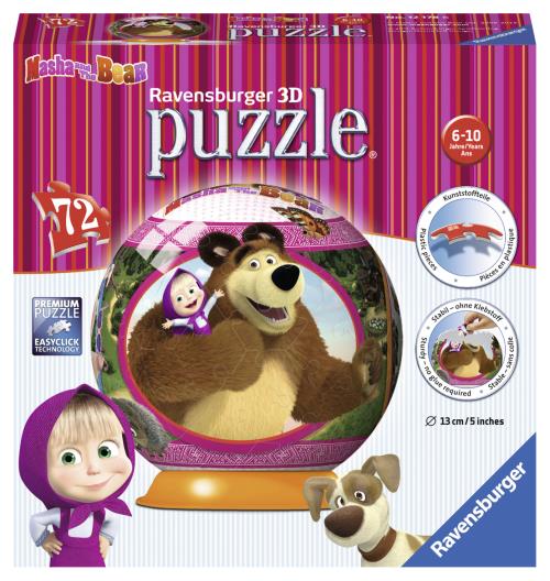 Puzzle 3D Masha et Michka Ravensburger présenté comme un modèle de 72 pièces