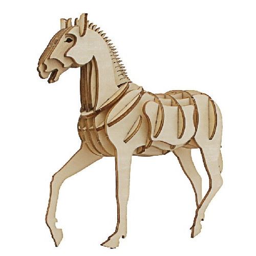 Puzzle 3D Cheval en bois représentant un cheval en volume