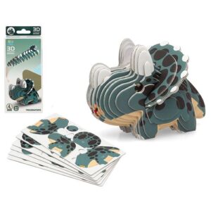 Puzzle 3D Dino vert, modèle tridimensionnel aux dimensions indiquées de 18 x 8 cm