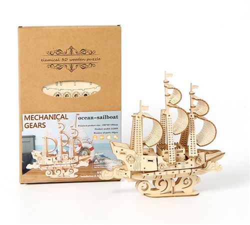 Puzzle 3D voilier en bois, modèle maritime annoncé avec 82 pièces
