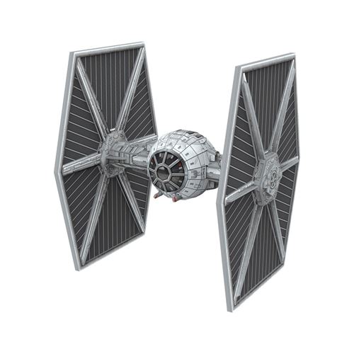 Puzzle 3D Imperial TIE Fighter Star Wars présenté comme modèle à assembler en volume