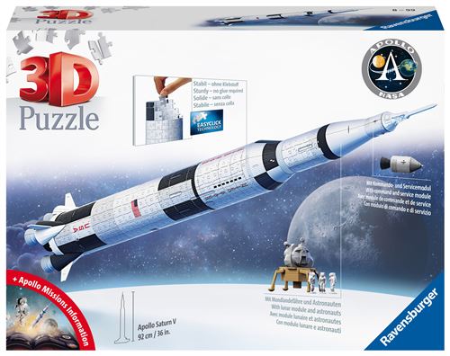 Puzzle 3D Ravensburger Apollo Saturn V, modèle de fusée en volume