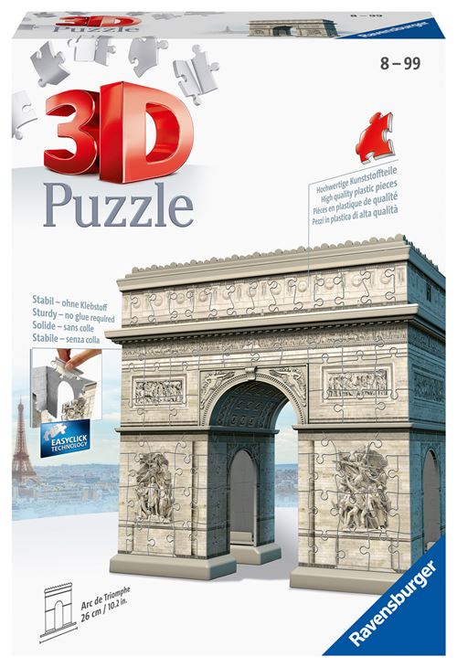 Puzzle 3D Arc de Triomphe avec ses pièces, accessoires et notice