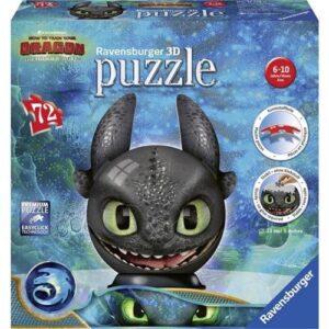 Puzzle 3D Ravensburger Ohnezahn avec oreilles, personnage de Dragons 3