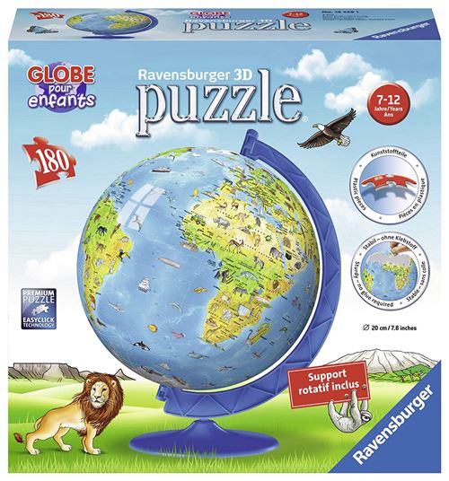 Puzzle 3D globe 180 pièces en forme de sphère à assembler
