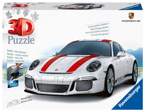 Puzzle 3D Ravensburger Porsche 911R assemblé présenté comme modèle automobile en volume