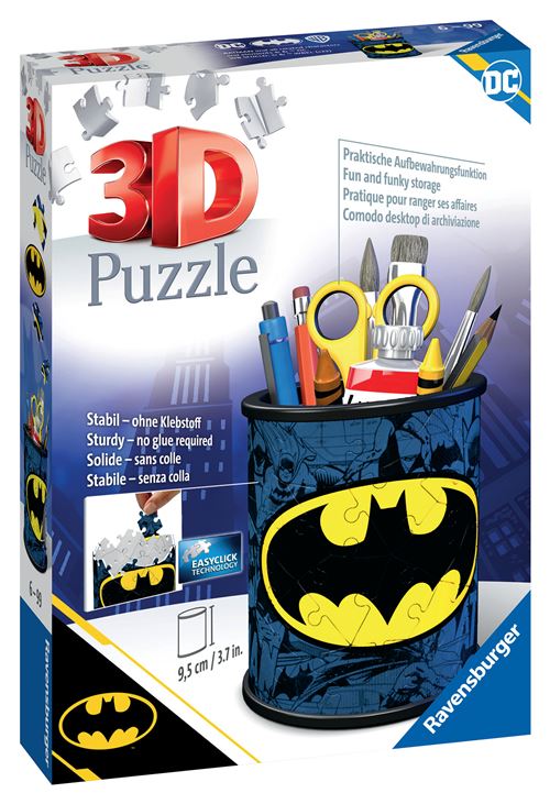 Puzzle 3D Batman Ravensburger, pot à crayons à assembler en volume