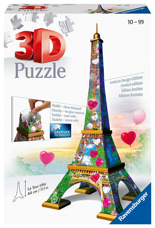 Puzzle 3D Tour Eiffel Ravensburger Love Edition, modèle architectural en 216 pièces