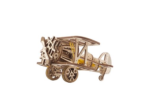 Puzzle 3D Ugears Mini Biplan, maquette mécanique sur le thème de l’aviation