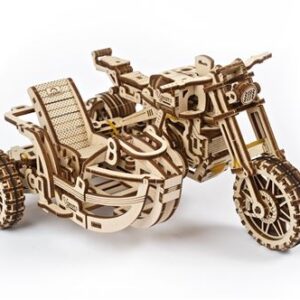 Puzzle 3D Ugears Moteur Scrambler, maquette mécanique au thème de moteur.