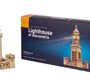 Puzzle 3D Ugears Phare d'Alexandrie en bois avec lumière, modèle à assembler