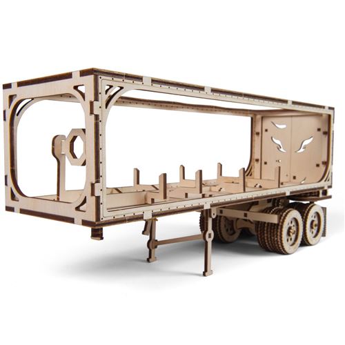 Puzzle 3D Ugears VM-03, maquette mécanique d’une remorque pour camion lourd