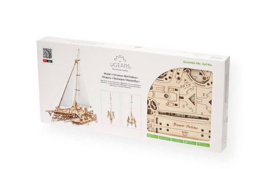 Puzzle 3D Ugears Trimaran Merihobus, maquette mécanique inspirée d’un trimaran