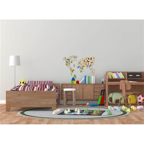 Puzzle 3D World Map Animals Wooden City sur le thème des animaux du monde