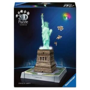 Puzzle 3D Statue de la Liberté illuminée, modèle architectural de 108 pièces