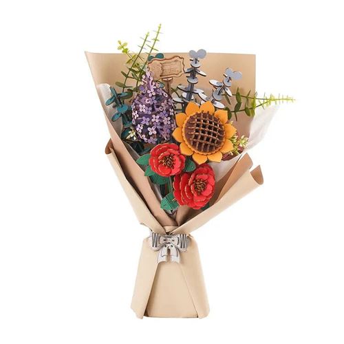 Puzzle 3D Rowood Bouquet en bois composé de cinq fleurs décoratives