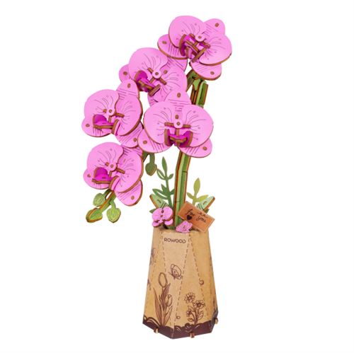 Puzzle 3D Rowood Orchidée papillon en bois, sujet floral violet