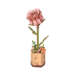 Puzzle 3D en bois Rosier, modèle floral en bois à assembler