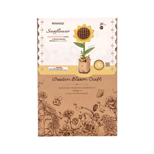 Puzzle 3D Rowood Tournesol, modèle floral en bois à assembler en volume
