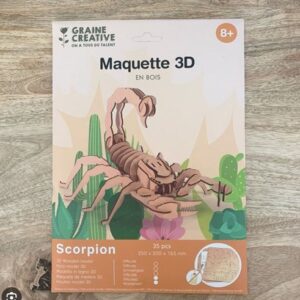 Maquette 3D scorpion en bois représentant un modèle animalier à exposer