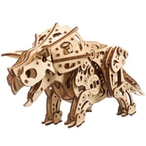 Puzzle 3D Triceratops en bois, maquette à assembler sur le thème des dinosaures