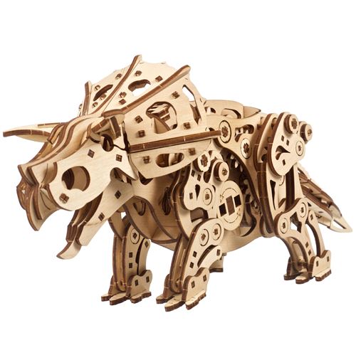 Puzzle 3D Triceratops en bois, maquette à assembler sur le thème des dinosaures