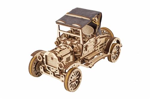 Voiture rétro UGR-T Ugears en bois, puzzle 3D à assembler au style ancien