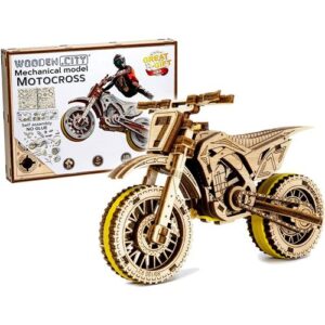 WOODEN CITY MotoCross, puzzle 3D en bois représentant une moto de motocross